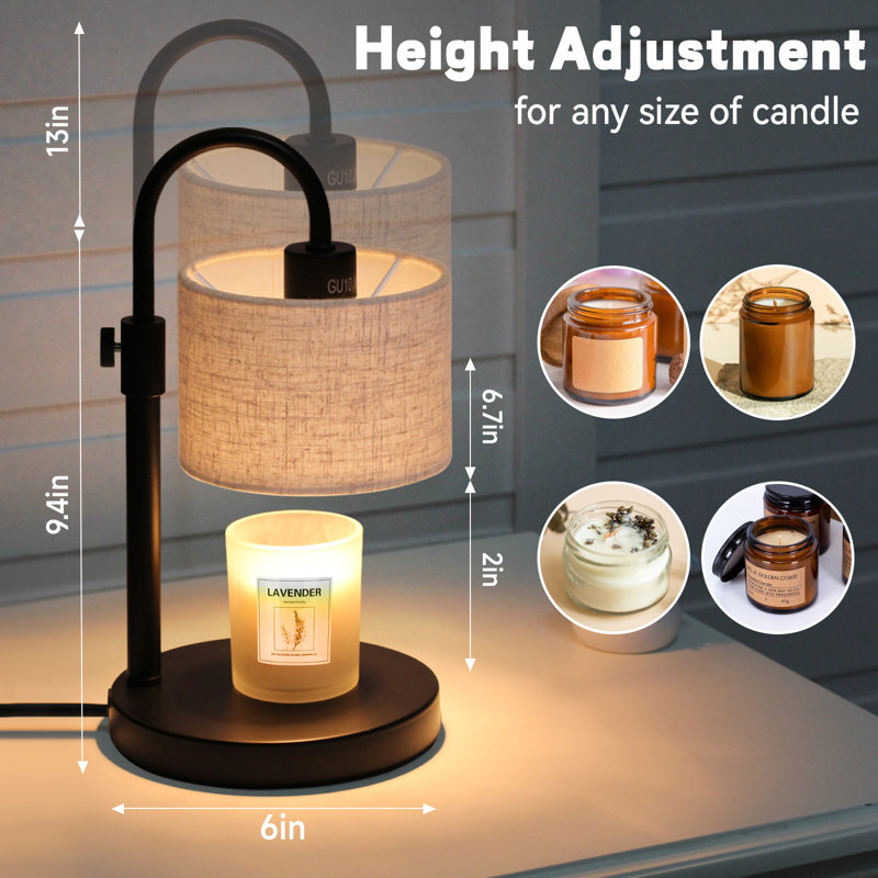 Bougie chauffe-lampe avec minuterie, chauffe-cire à hauteur réglable avec deux ampoules, décoration de maison, cadeaux pour femmes