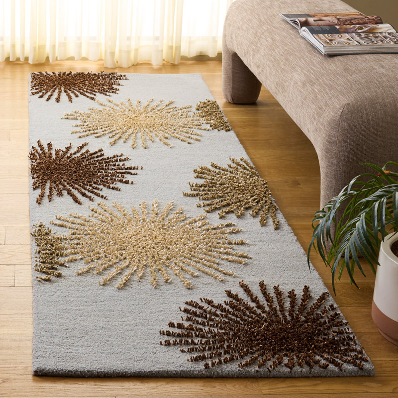 Amberjack Hand Tufted Wool And Viscose Abstract Rug, Runner 2'6" x 8'