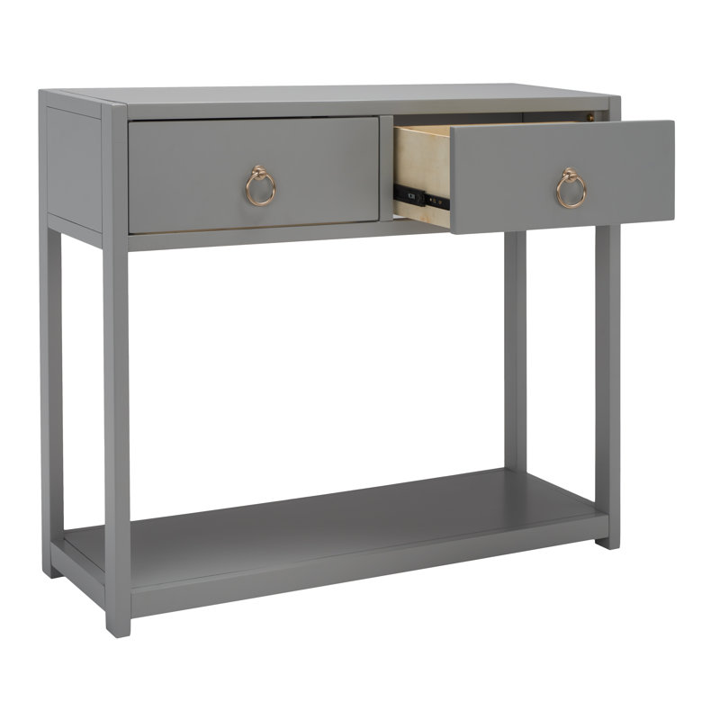 Amish Gray Matte Finish Console Table with Dual Storage Drawers