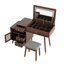 Bureau de coiffeuse 3 en 1 avec miroir basculant éclairé et armoire réglable, coiffeuse à maquillage avec tabouret, commode avec tiroirs pour la chambre à coucher-1841631260