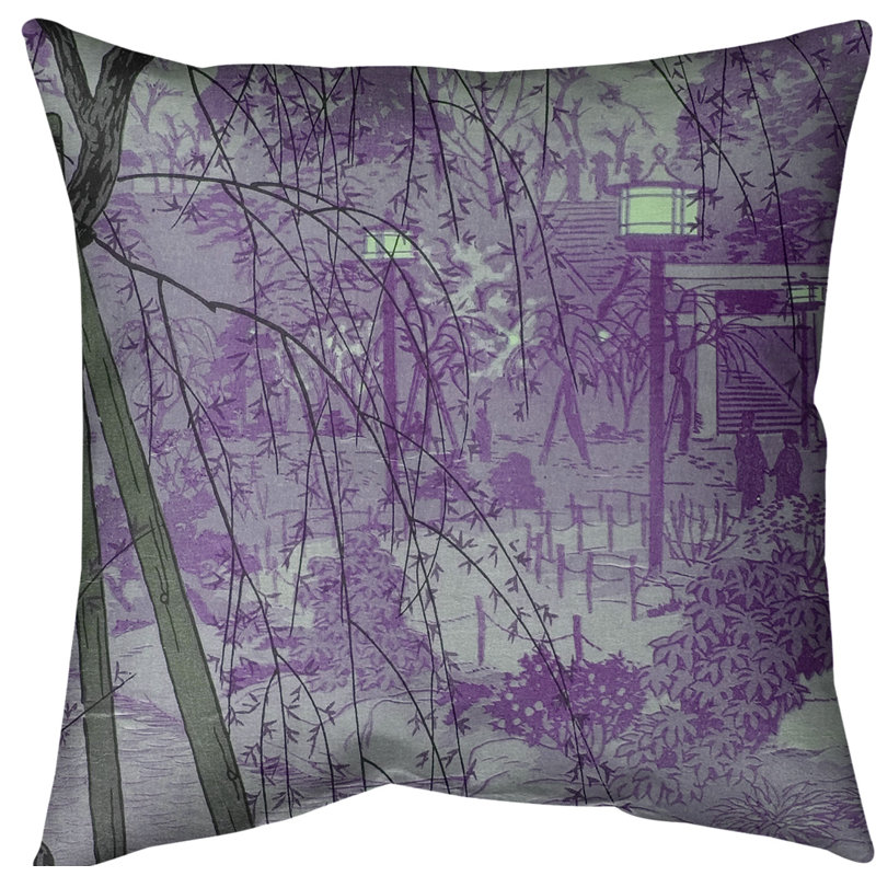 Coussin Euro Misty Evening at Shinobazu Pond, Duvet synthétique, Mauve, Polyester filé