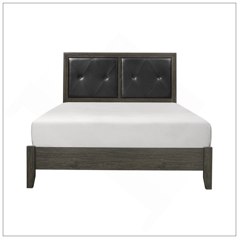 Mobilier de chambre à coucher contemporain capitonné en similicuir avec tête de lit capitonnée, Grand