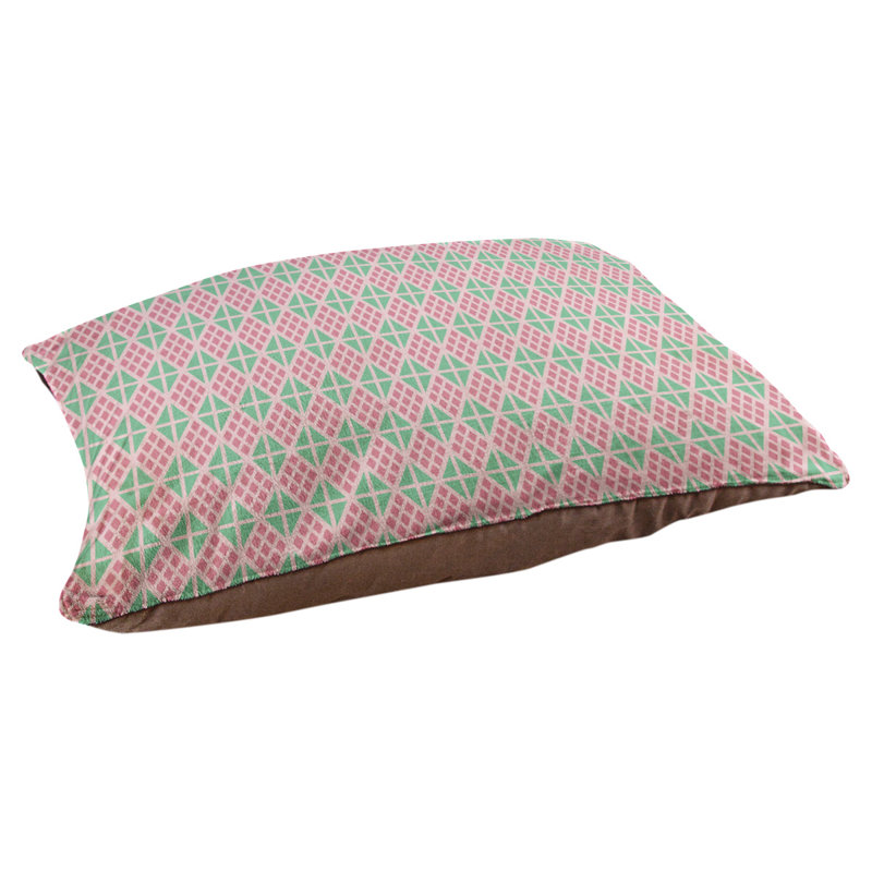 Coussin diamants Byrge, Grand (l 42,5 po x P 32,5 po x H 14 po), Rose pastel / bleu sarcelle