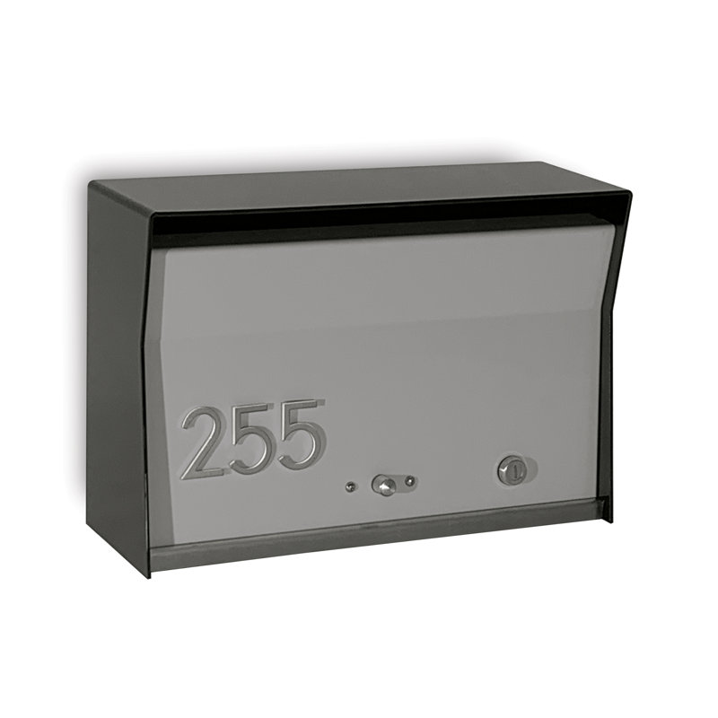 Aluminum Wall Mounted Mailbox, Black/Steel