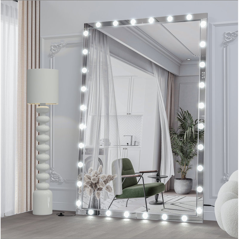 Hollywood LED Full Body Mirror With Lights Extra Large Full Length Vanity Mirror With 3 Color Mode Lights, Vertical Horizontal Hanging Aluminum Mirror For Dressing Rooms, Bedroom Silver, 72X48 Inches