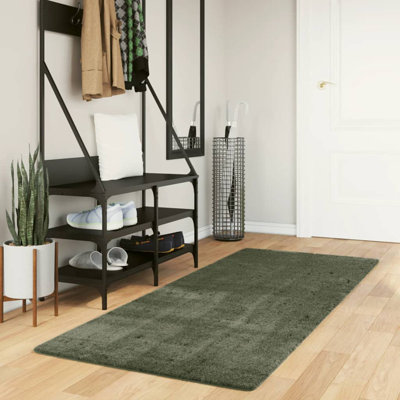 Rug "HUARTE" Short Pile Soft and Washable Forest Green, Runner 80 x 200cm