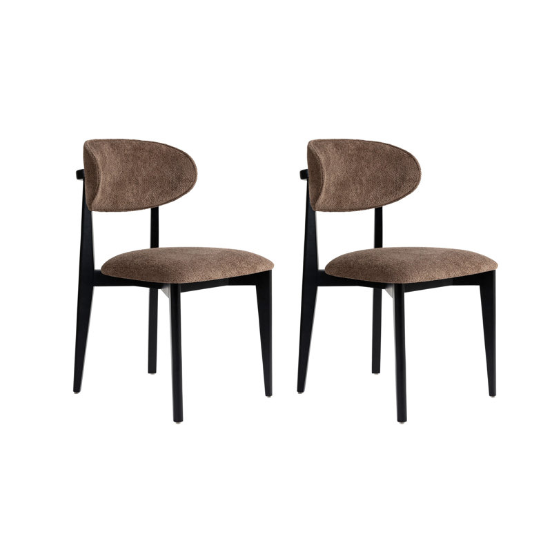 Ensemble de chaises modernes (2 pièces), brun et noir, 20,9 x 33,9 x 22,8 pouces | Cadre 100% hêtre et tissu chenille 100% coton | Siège confortable en mousse de 2,2 pouces, pieds en bois élégants pour la maison et le bureau