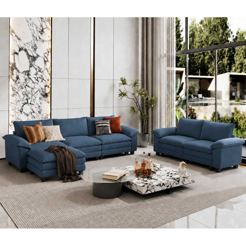  Ensemble de salon modulaire 2 pièces Cloud, Bleu