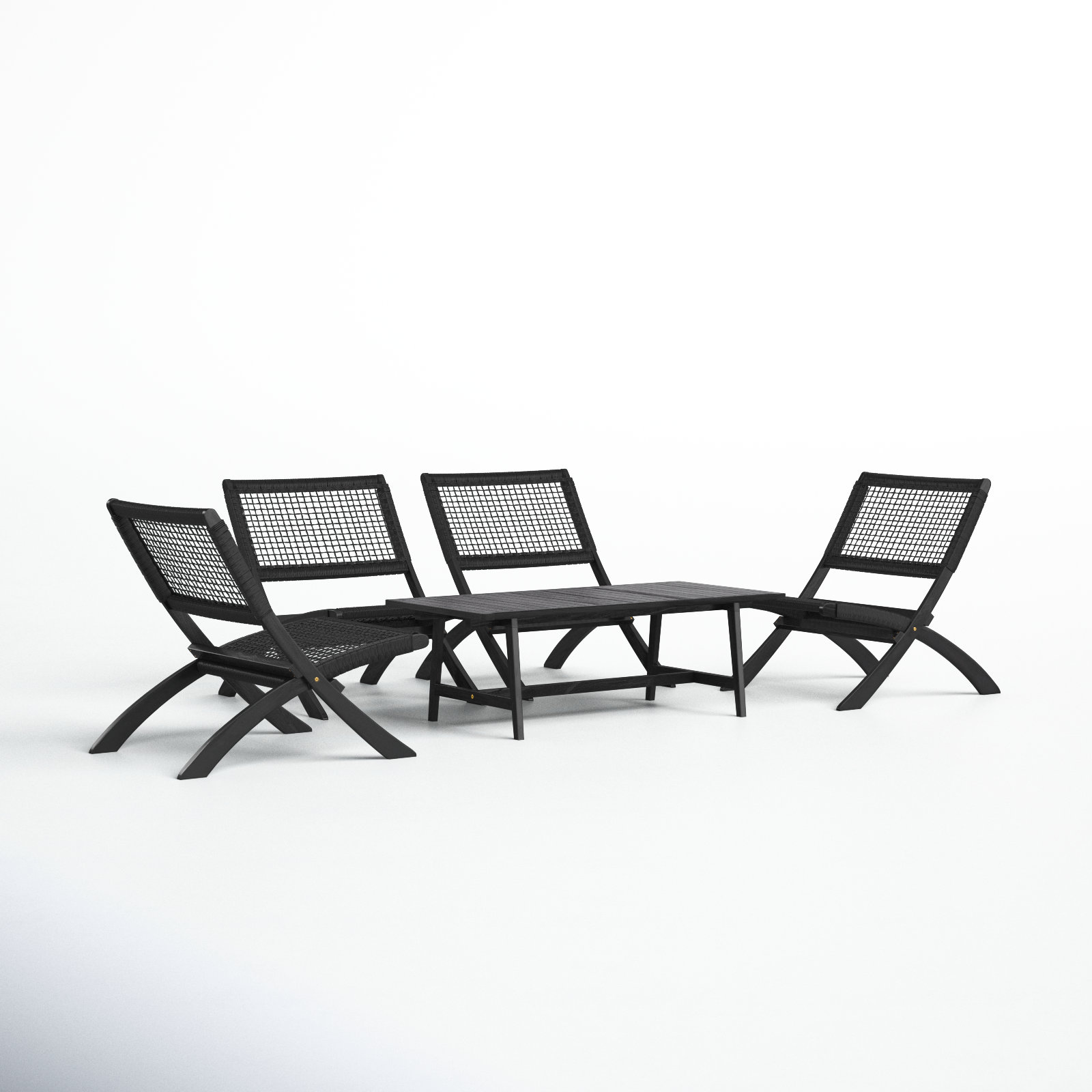 Kismet 4-Person Acacia Patio Seating Group, Black