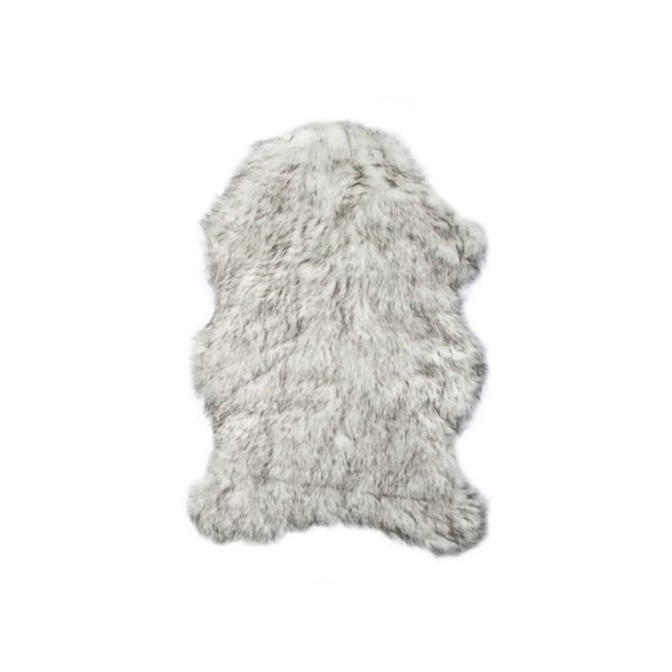 Asmat Gradient Gray Faux Sheepskin Fur Area Rug