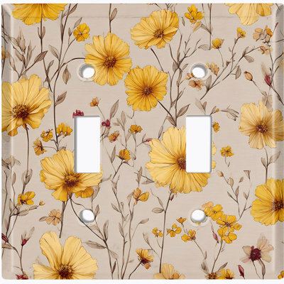 Couvercle de plaque d'interrupteur en métal; Bascule de taille standard US 2 - Wildflowers