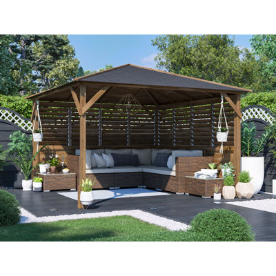 10 Ft. W x 10 Ft. D Solid Wood Hardtop Patio Gazebo