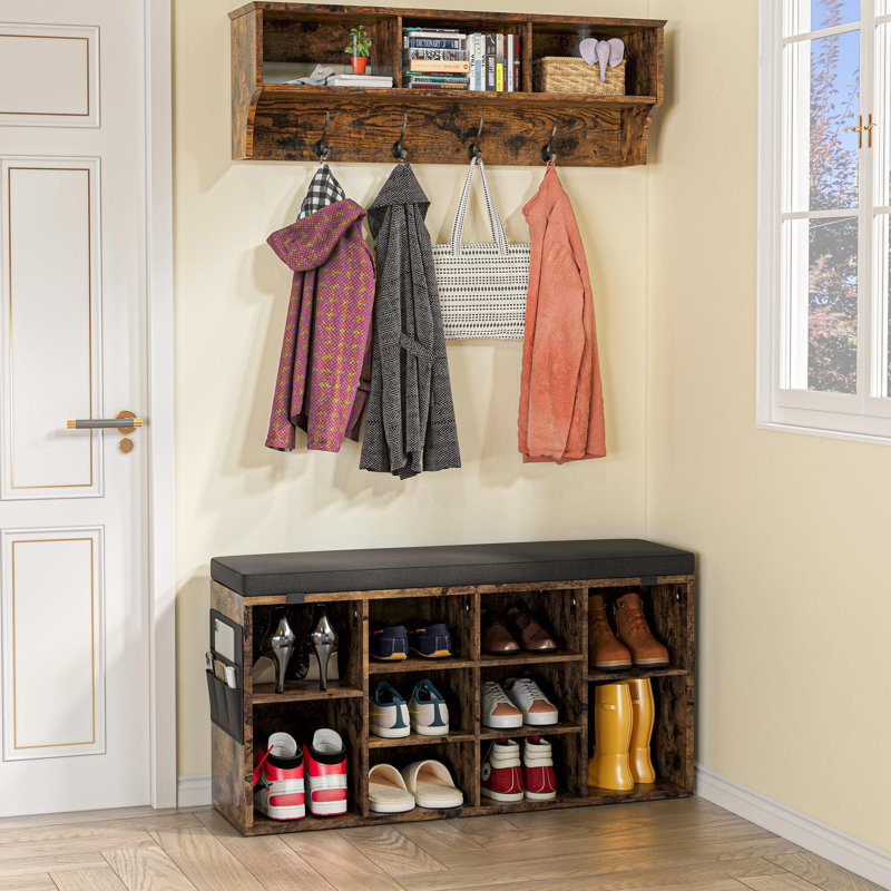 Banc de rangement pour 10 paires de chaussures Cahari, Brun