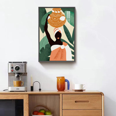 «Black Woman Hold Terracotta», cadre photo, impression sur toile