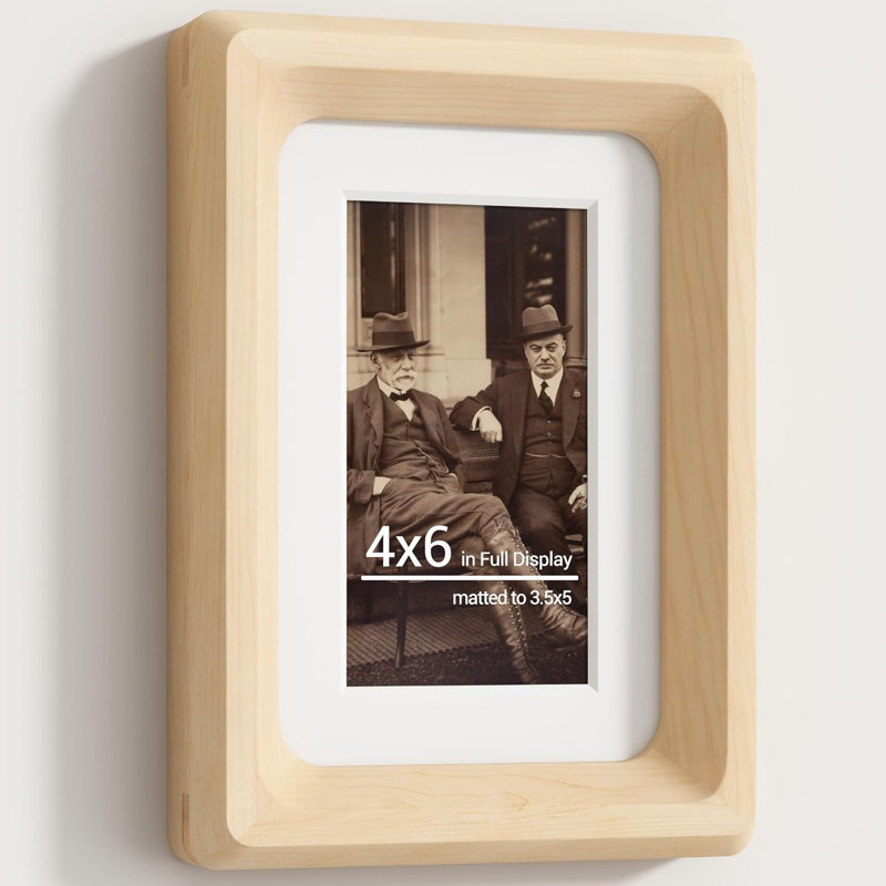 Cadre photo fait à la main en bois d'érable naturel 4 x 6 - affichage de photos en verre trempé