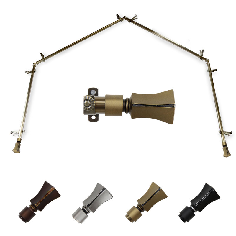 Tringle à rideaux simple ajustable à fenêtre baie de 0,81 po Agoritsa, Laiton antique, 28 po à 48 po (chaque côté)