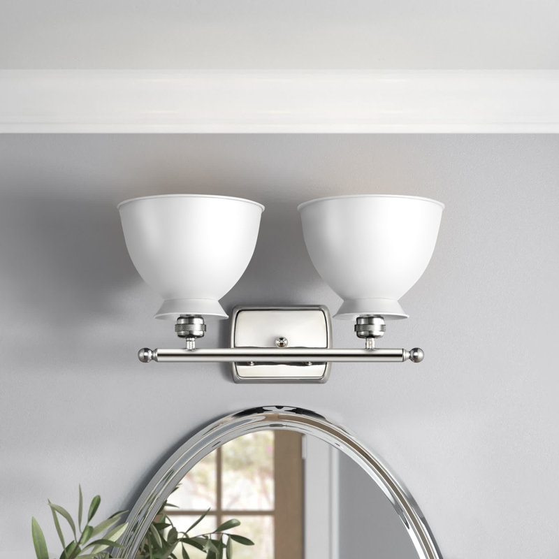 Éclairage pour meuble-lavabo à 2 lumières à intensité variable Arev, Blanc brillant, Noir mat, Ampoule non incluse
