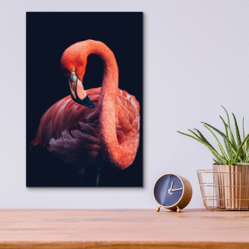 «Pink Flamingo» par Epic Portfolio, art mural en verre acrylique, H 16 po x l 12 po x P 0,13 po