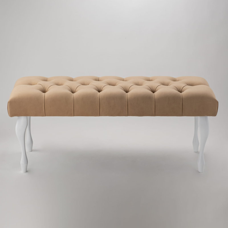 Upholstered Bench, Beige, H40 x W45 x D30cm, White