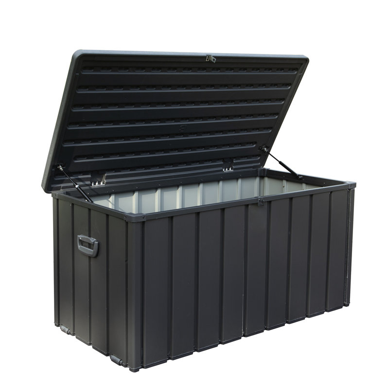 120 Gallon Dark Gray Deck Storage - Waterproof Outdoor Box For Pillows & Supplies Bin Garden Tools