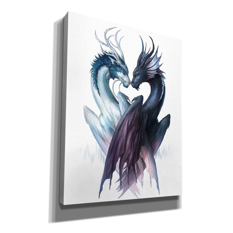 «Altie Yin Yang Dragons On Canvas» par JoJoes, reproduction d'art, H 34 po x l 26 po x P 1,5 po
