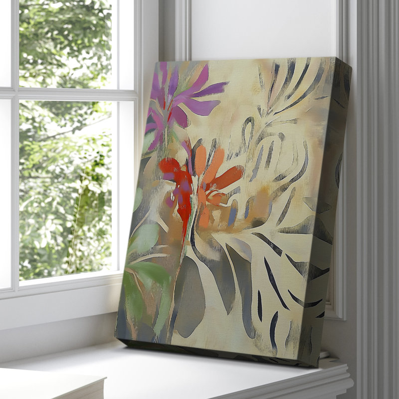 Floral avec toile tendue tendue CCLXV Gallery - prêt à être accroché, H 18 po x l 12 po