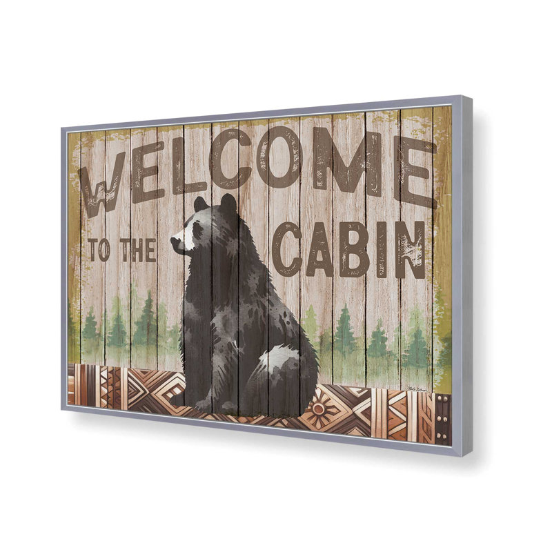 «Welcome to the Cabin» par Nicole DeCamp, reproduction d'art, L 32 po x H 24 po, Argent, Impression encadrée