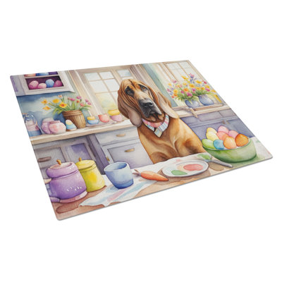 Decorating Easter Bloodhound Glass Cutting Board