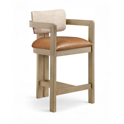 Tabouret de comptoir revêtu de tissu texturé Ravina