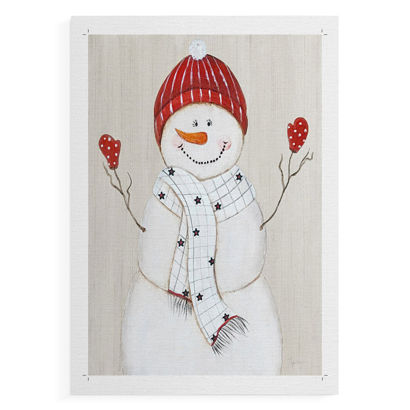 Festive Snowman III - Impression sur toile seulement - NON-CADRE, H 12 po x l 8 po