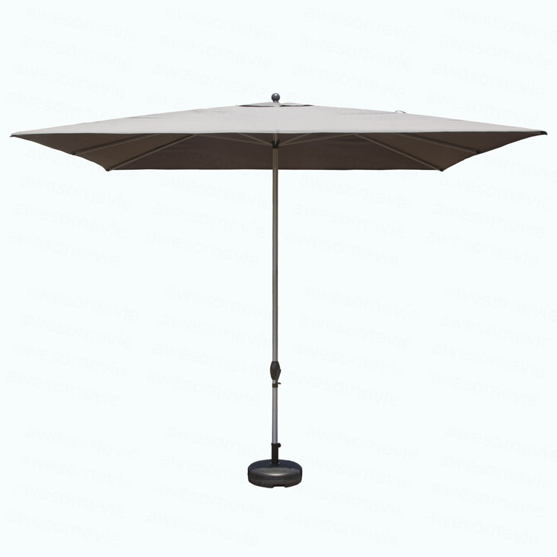 Parasol de patio rectangulaire avec fonction de levage à manivelle et d'inclinaison, gris (base non incluse), Gris