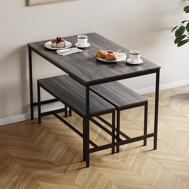Abneer 4 - Person Dining Set, Black, Grey, Grey