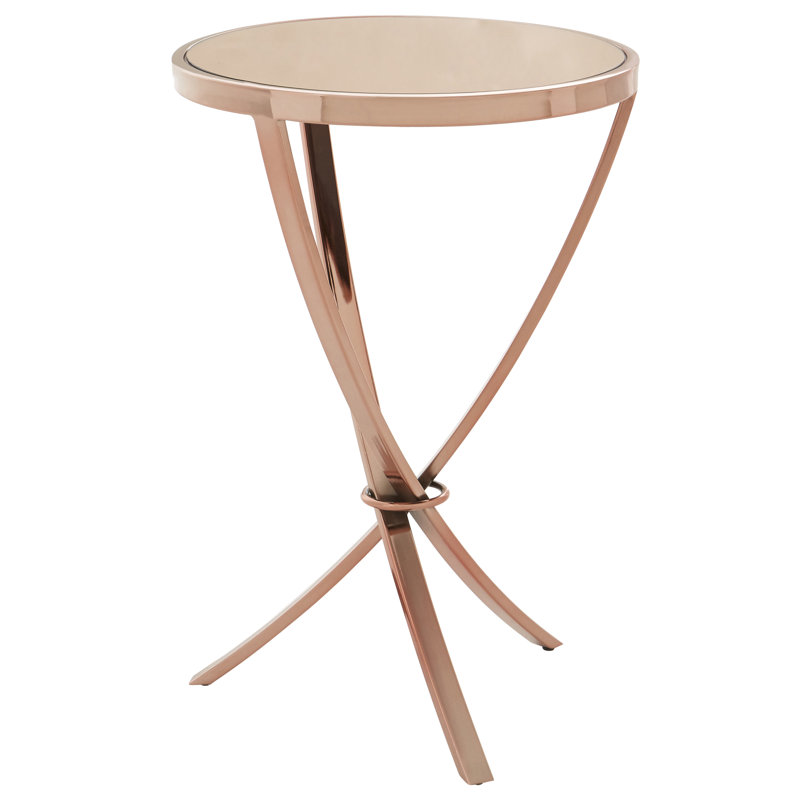 Fultz Cross Legs End Table, Pink, Rose Gold