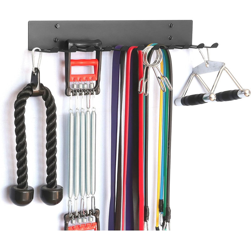 Support de rangement multifonctionnel pour équipement de gymnastique - Support mural pour bandes d'exercice, ceintures de levage et cordes à sauter