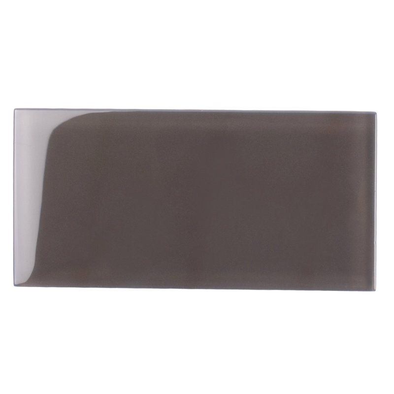 3"X 6" Polished Glass Subway Tile, Ash Gray