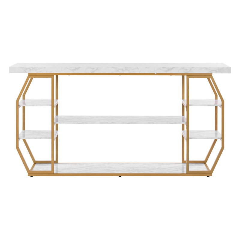 Console à 3 niveaux en marbre moderne à motif géométrique doré (sans la chaise)