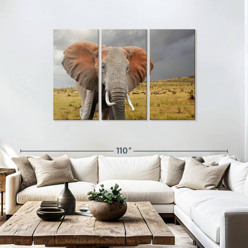 Éléphant d'Afrique, H 48 po x l 74 po