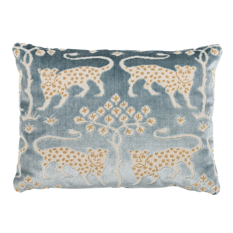 Woodland Leopard Velvet Pillow, 12" H x 18" W, Rectangle