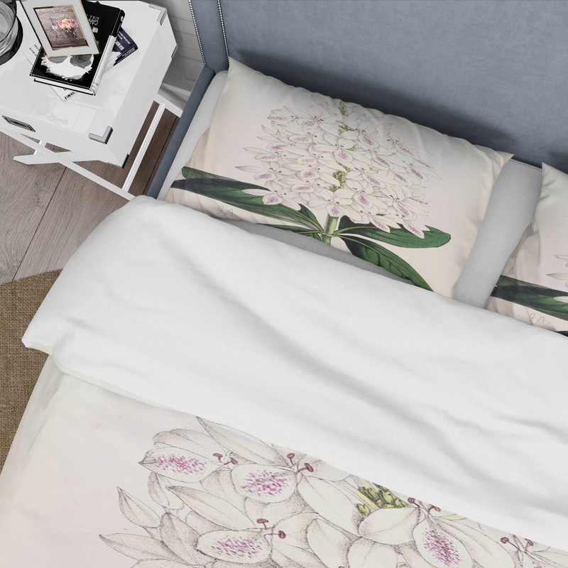 Ensemble de housse de couette traditionnel Vintage White Orchid III - microfibre de polyester