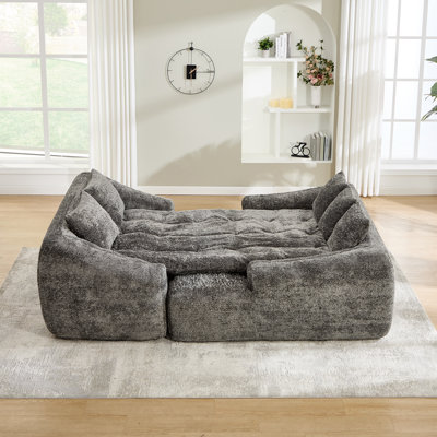 100'' 2-in-1 Modular Sofa Bed, Grey Sleeper Sofa