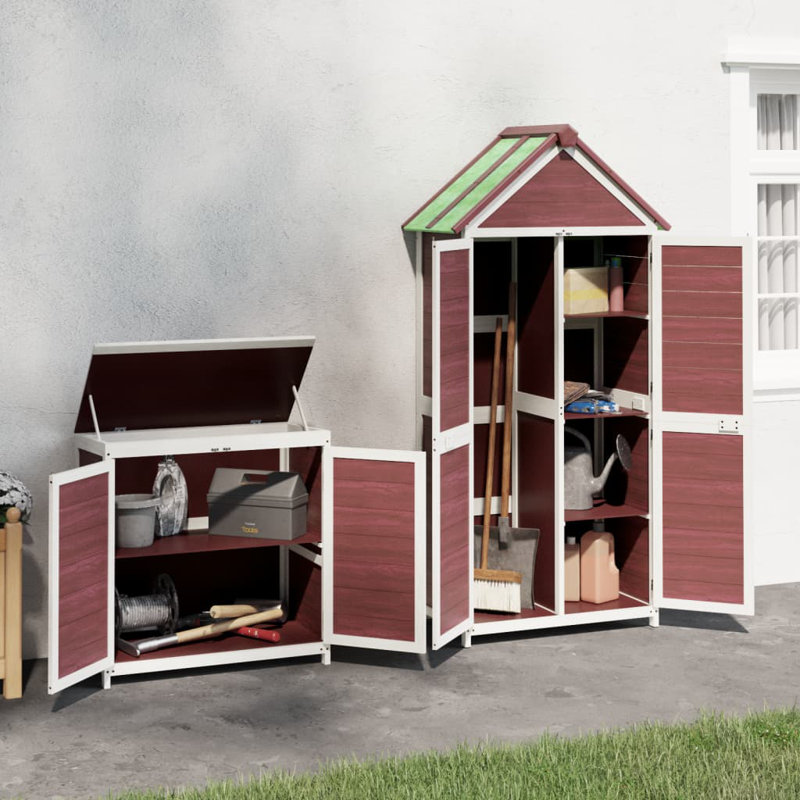 Andrees 3 ft. W x 2 ft. D Wooden Overlap Apex Garden Shed, Mocha/White