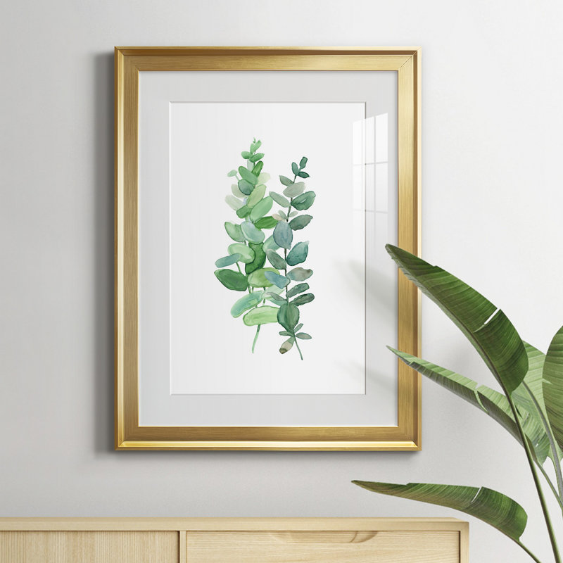 Eucalyptus II - Peinture sur toile encadrée, Or, H 18,5 po x l 24,5 po x P 1,5 po