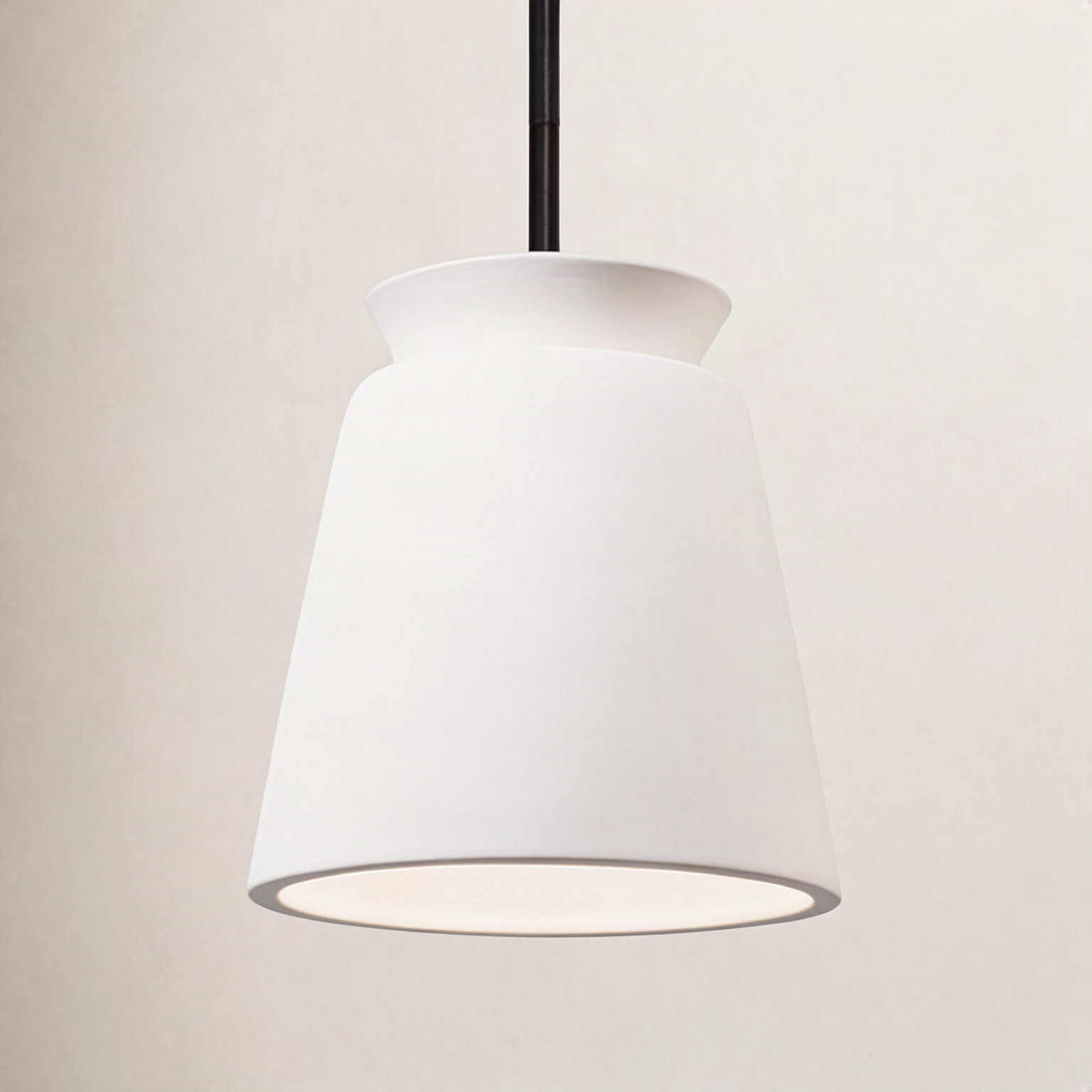 Logan Dimmable Cone Pendant, Bisque, Matte Black, Incandescent (Not Included)