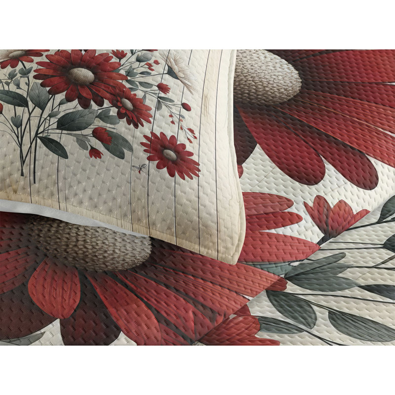 Polyester Floral Coverlet, King Coverlet + 2 Standard Shams