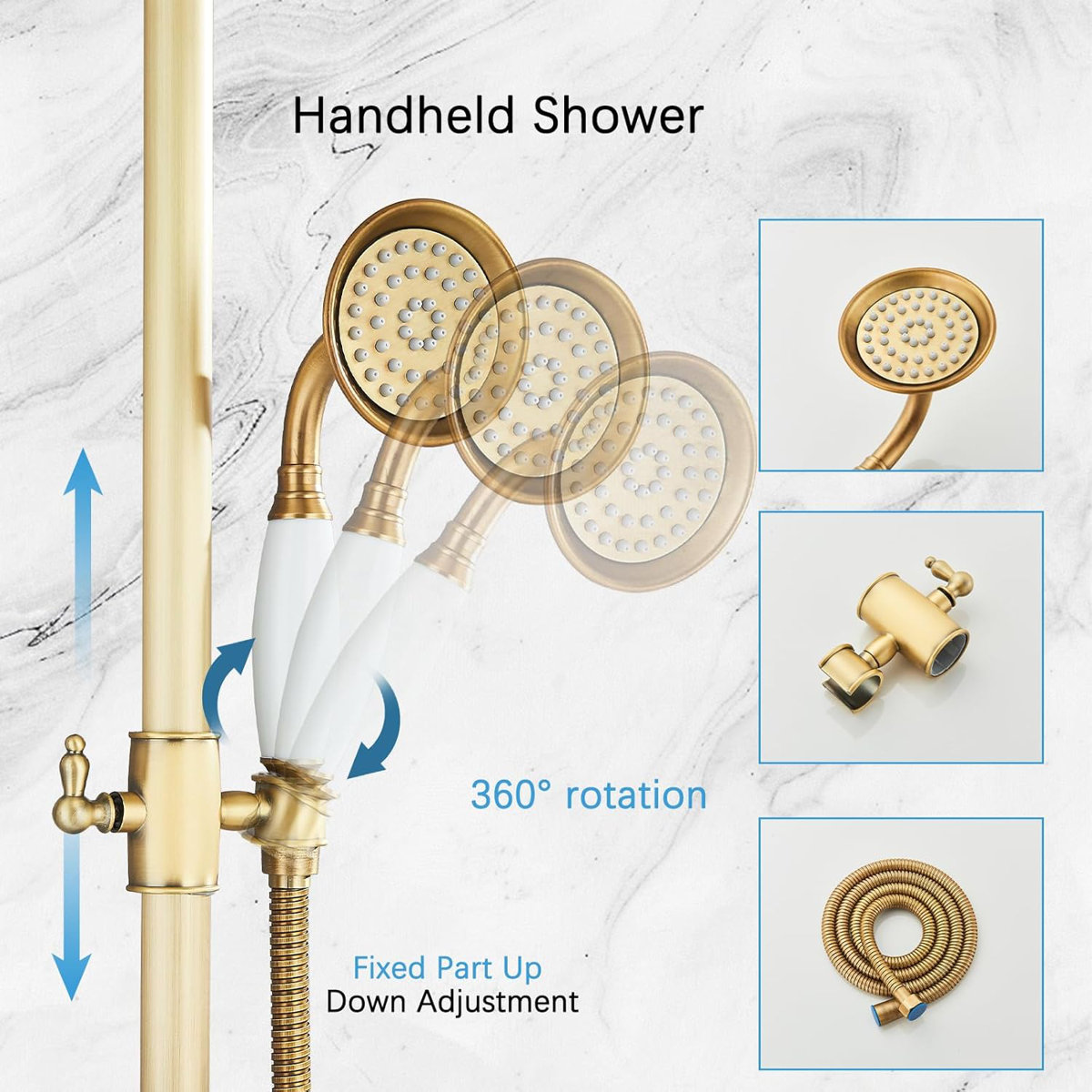 AlenArtWater Antique Brass Shower System Bathroom Shower Faucet Set ...