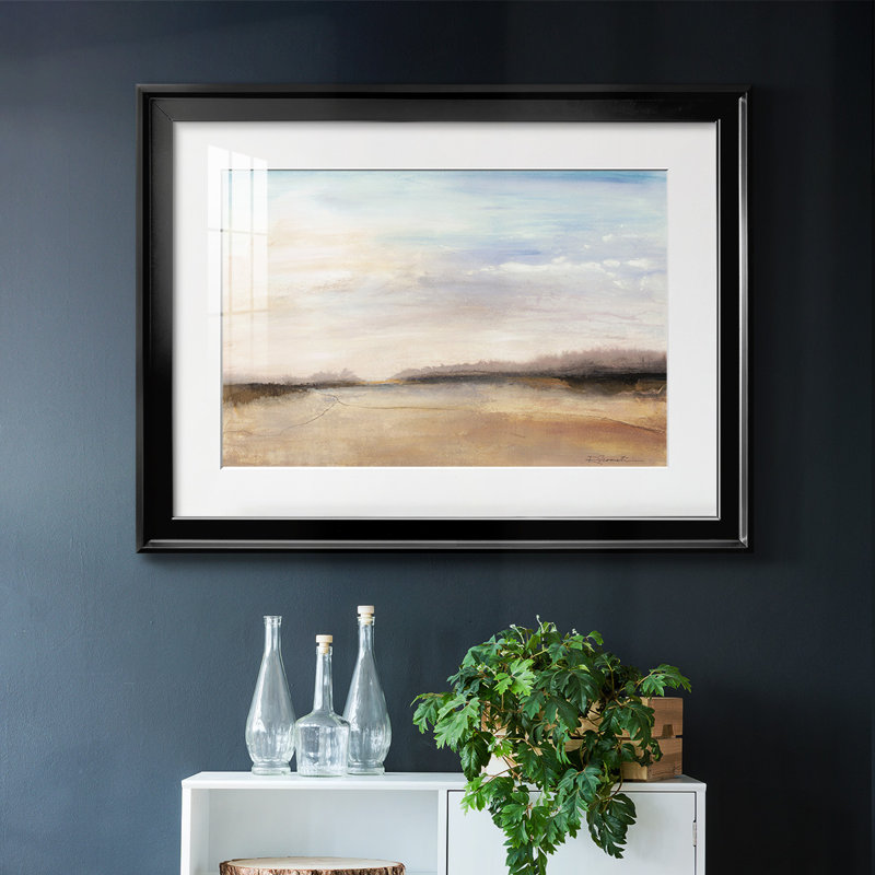 Mirage avec cadre encadré et biseauté mat et verre, H 27 po x l 39 po x P 1,5 po, Noir