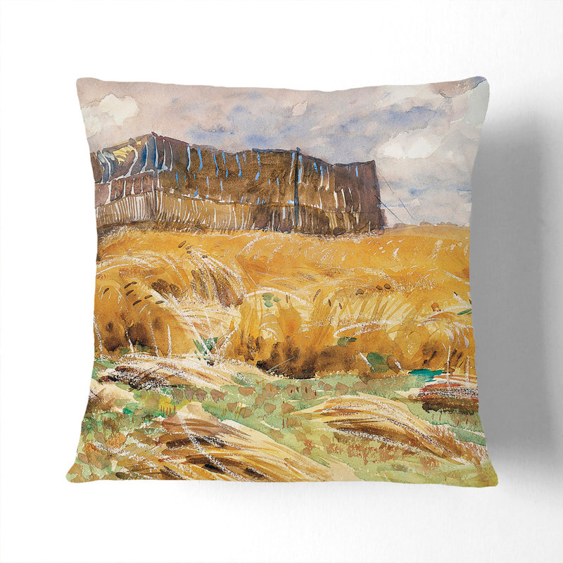 Field In France Square Throw Cushion, 40cm H x 40cm W x 15cm D