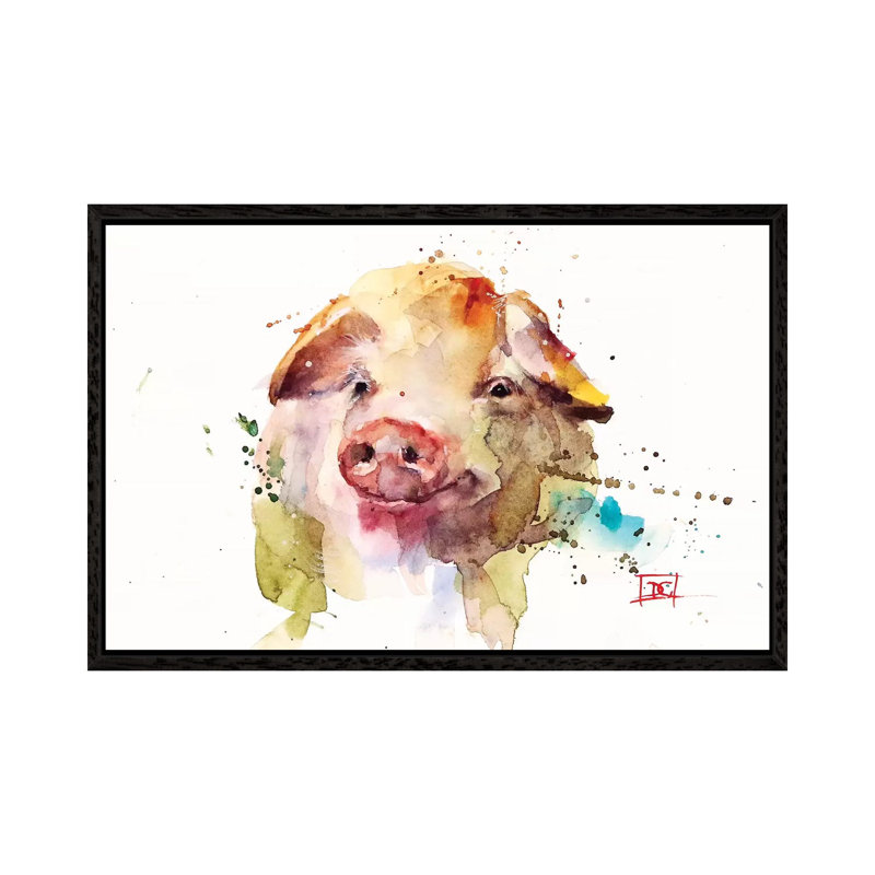 Oink 1 Piece Painting on Canvas, 66.04 cm H x 45.72 cm W, Black Framed