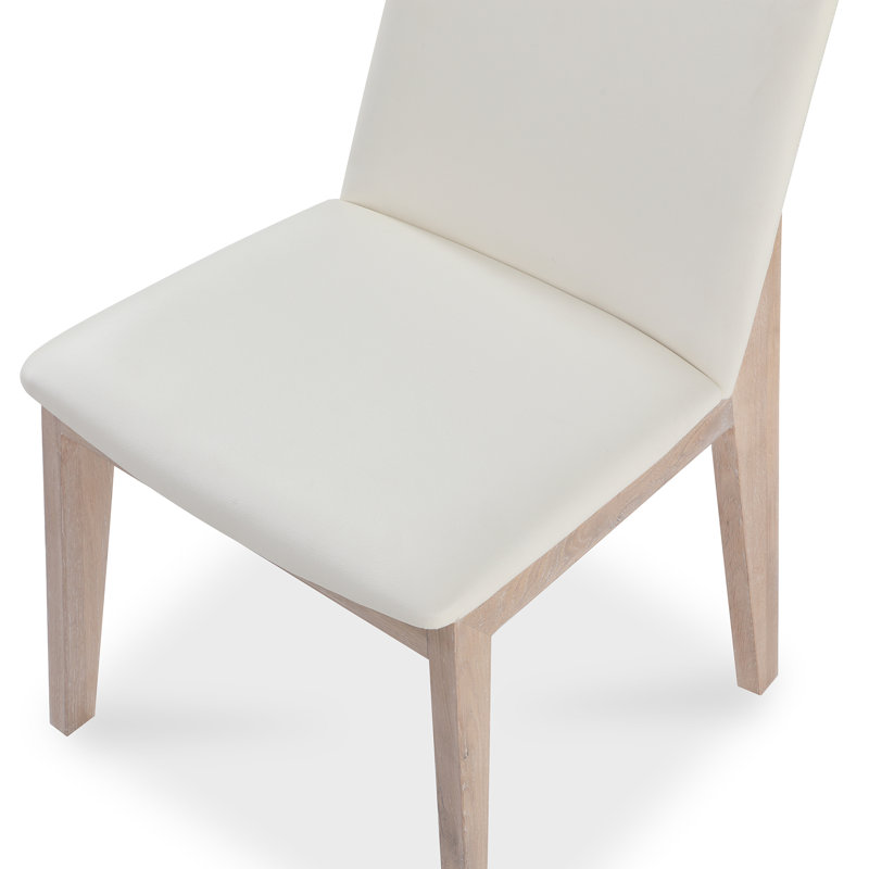 Anrey Vegan Leather Dining Chair, Cream Faux Leather, Gray