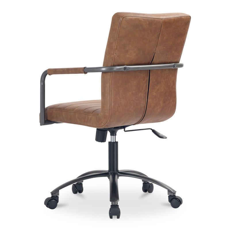 Roy Leather Swivel Office Chair, Brown